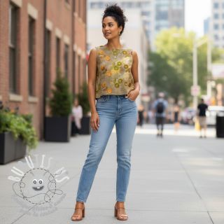 Tissu coton TIE DYE EMBROIDERY Poppy design P