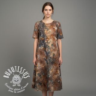 Tissu coton TIE DYE EMBROIDERY Poppy design M