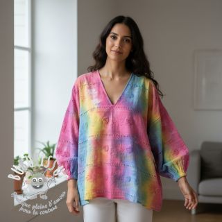 Tissu coton EMBROIDERY Tie dye Della design B