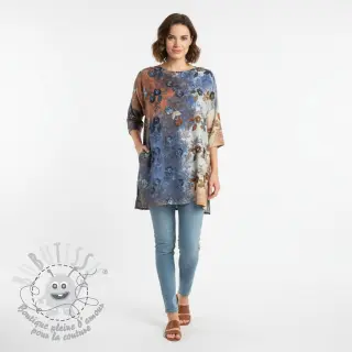 Tissu coton TIE DYE EMBROIDERY Poppy design I