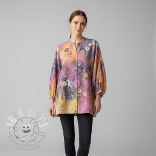 Tissu coton TIE DYE EMBROIDERY Poppy design E