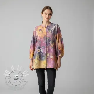 Tissu coton TIE DYE EMBROIDERY Poppy design E