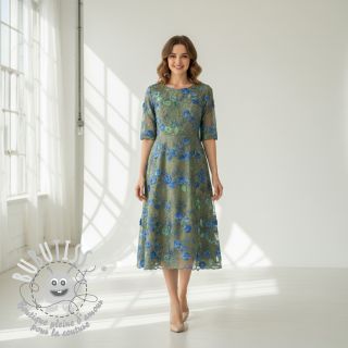 Tissu coton TIE DYE EMBROIDERY Poppy design B