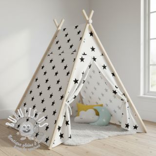 Tissu coton Stars white/black