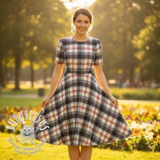 Tissu coton YARN DYED CHECK BRUSHED navy brick