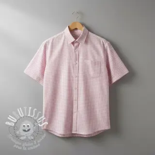 Tissu coton YARN DYED CHECK BRUSHED light rose