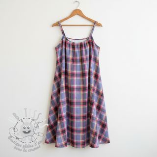 Tissu coton YARN DYED LUREX Check purple