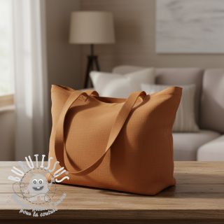 Tissu Popeline de coton dark cognac