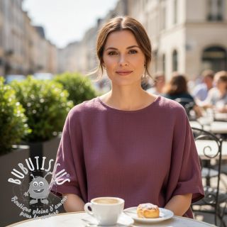 Tissu coton SLUB WASHED mauve