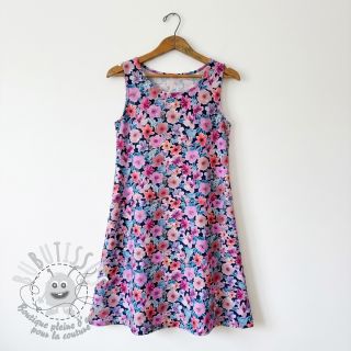 Tissu coton Significant flowers navy digital print