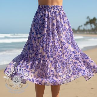 Tissu coton SATIN Purple flowers digital print