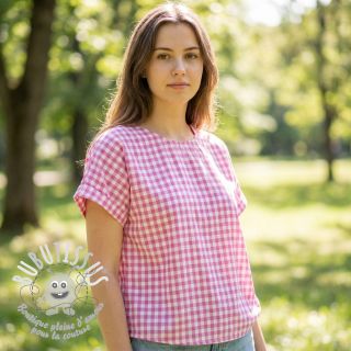 Tissu coton Check pink