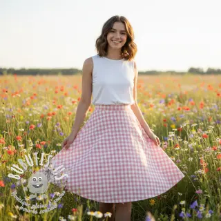 Tissu coton Check old rose