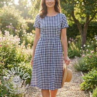 Tissu coton Check navy