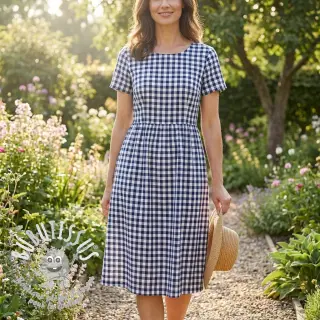 Tissu coton Check navy