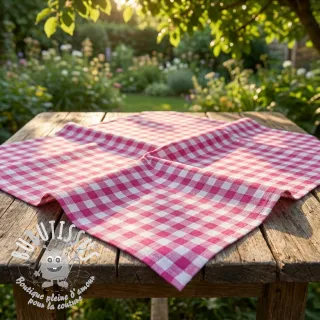 Tissu coton Check fuchsia