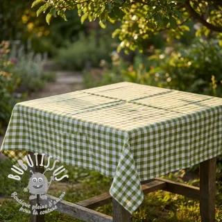 Tissu coton Check old lime
