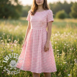 Tissu coton Check rosa