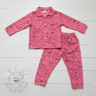 Tissu coton FLANNEL Dogs pink