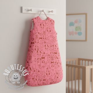 Tissu coton FLANNEL Dogs pink