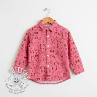 Tissu coton FLANNEL Dogs pink