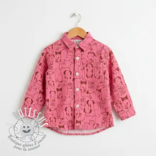 Tissu coton FLANNEL Dogs pink