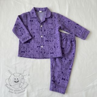 Tissu coton FLANNEL Dogs purple