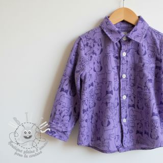 Tissu coton FLANNEL Dogs purple