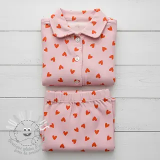 Tissu coton FLANNEL Hearts pink