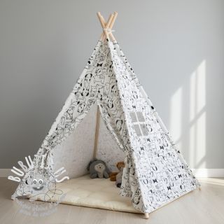 Tissu coton FLANNEL Dogs off white