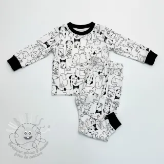 Tissu coton FLANNEL Dogs off white