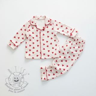 Tissu coton FLANNEL Hearts off white