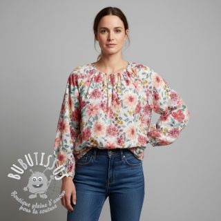 Tissu coton Flower Sonja red digital print