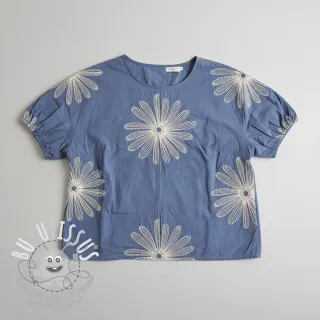 Tissu coton EMBROIDERY Flowie jeans