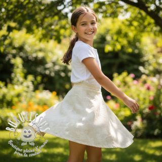 Tissu coton Lin JACQUARD Flowers natural