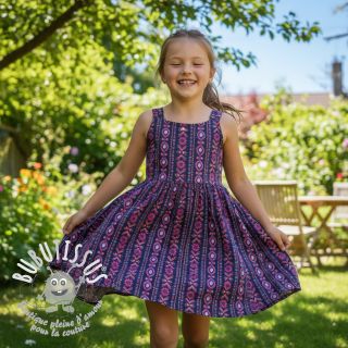 Tissu coton Motif stripe navy digital print