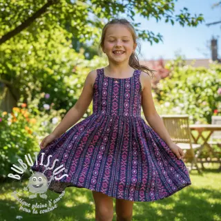 Tissu coton Motif stripe navy digital print