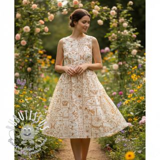 Tissu coton Boho off white