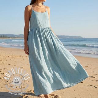 Tissu coton Lin PREMIUM ocean blue