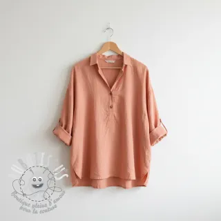 Tissu coton Lin PREMIUM salmon