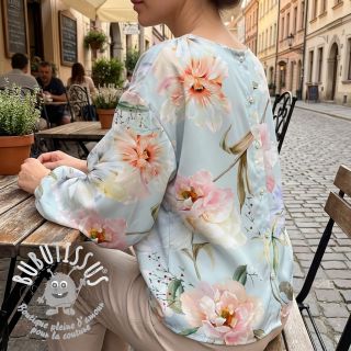 Tissu coton SATIN Oahu green digital print