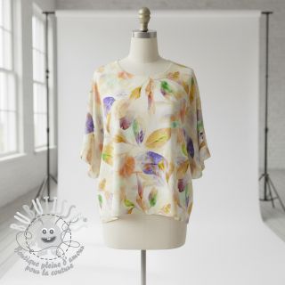 Tissu coton SATIN Hawaii yellow digital print