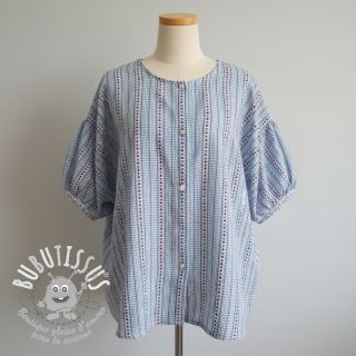 Tissu coton JACQUARD Hearts light blue