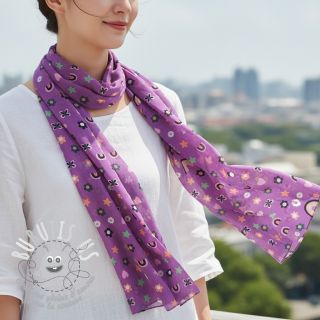 Tissu coton Love mauve