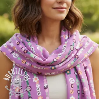 Tissu coton Love dream mauve