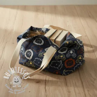 Tissu coton Safari animals navy