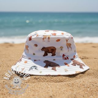 Tissu coton Animals in the wood white digital print