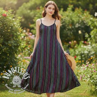 Tissu coton LUREX stripes navy