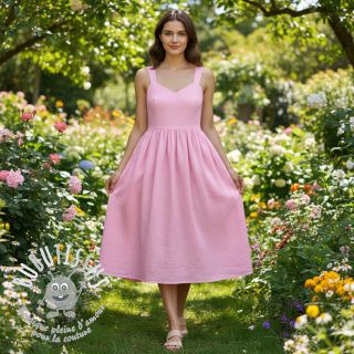 Tissu coton Lin pink