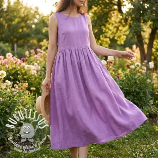 Tissu coton Lin dark lilac